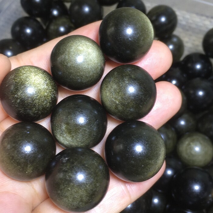 10Pcs Wholesale!NATURAL Golden BLACK Obsidian QUARTZ CRYSTAL Sphere Ball 20mm