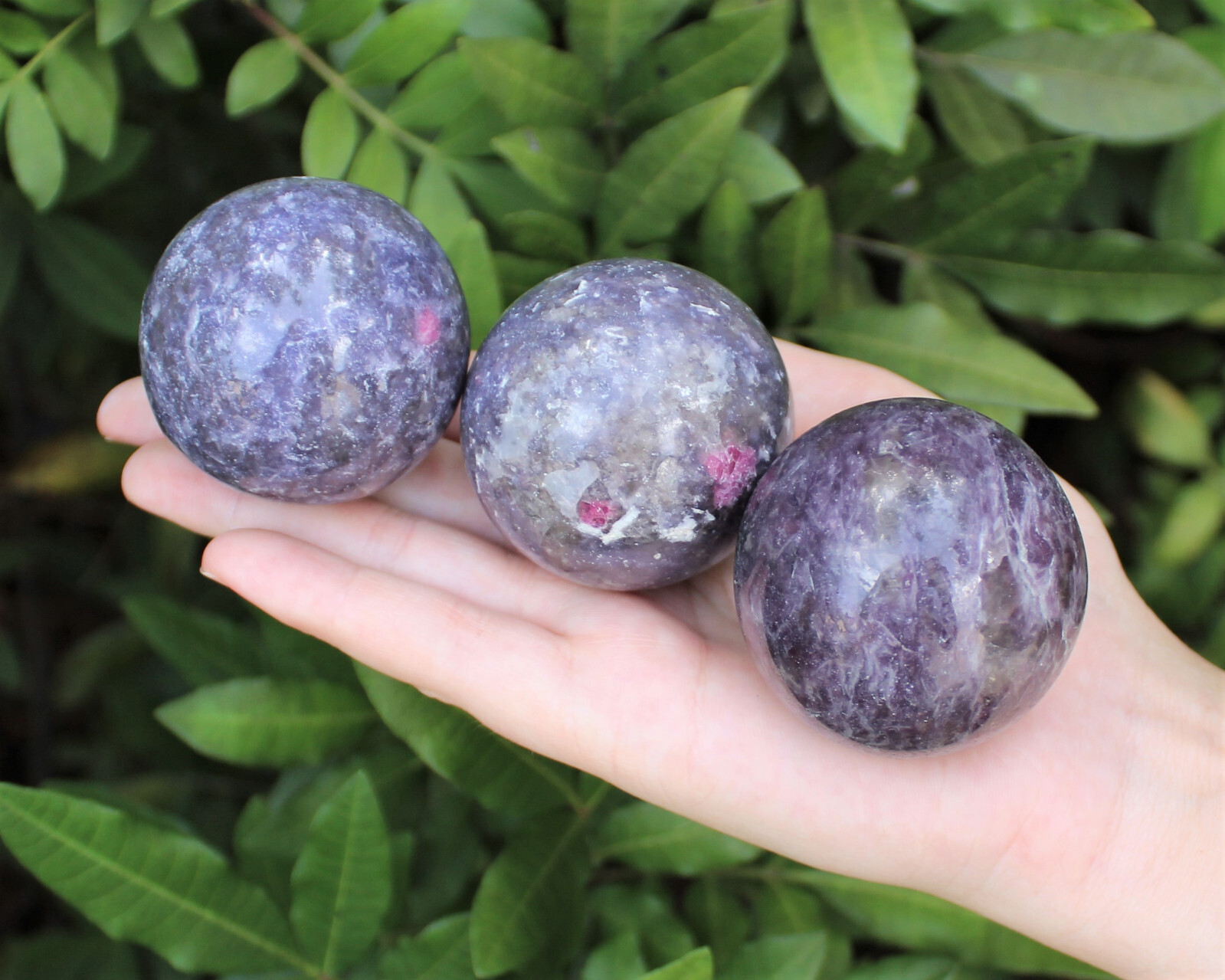 Lepidolite Crystal Sphere LARGE 2″ Sphere + Stand (AA Quality Lepidolite Sphere)