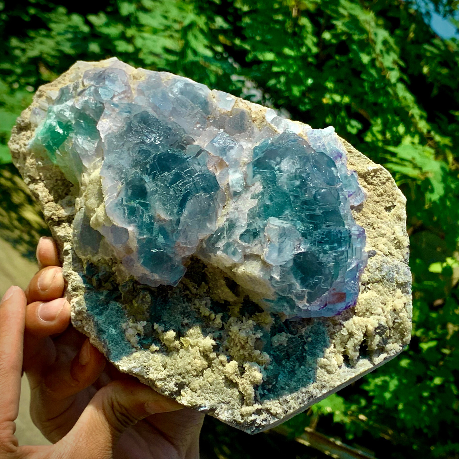 5LB pound rare transparent blue cubic fluorite mineral crystal sample/China-