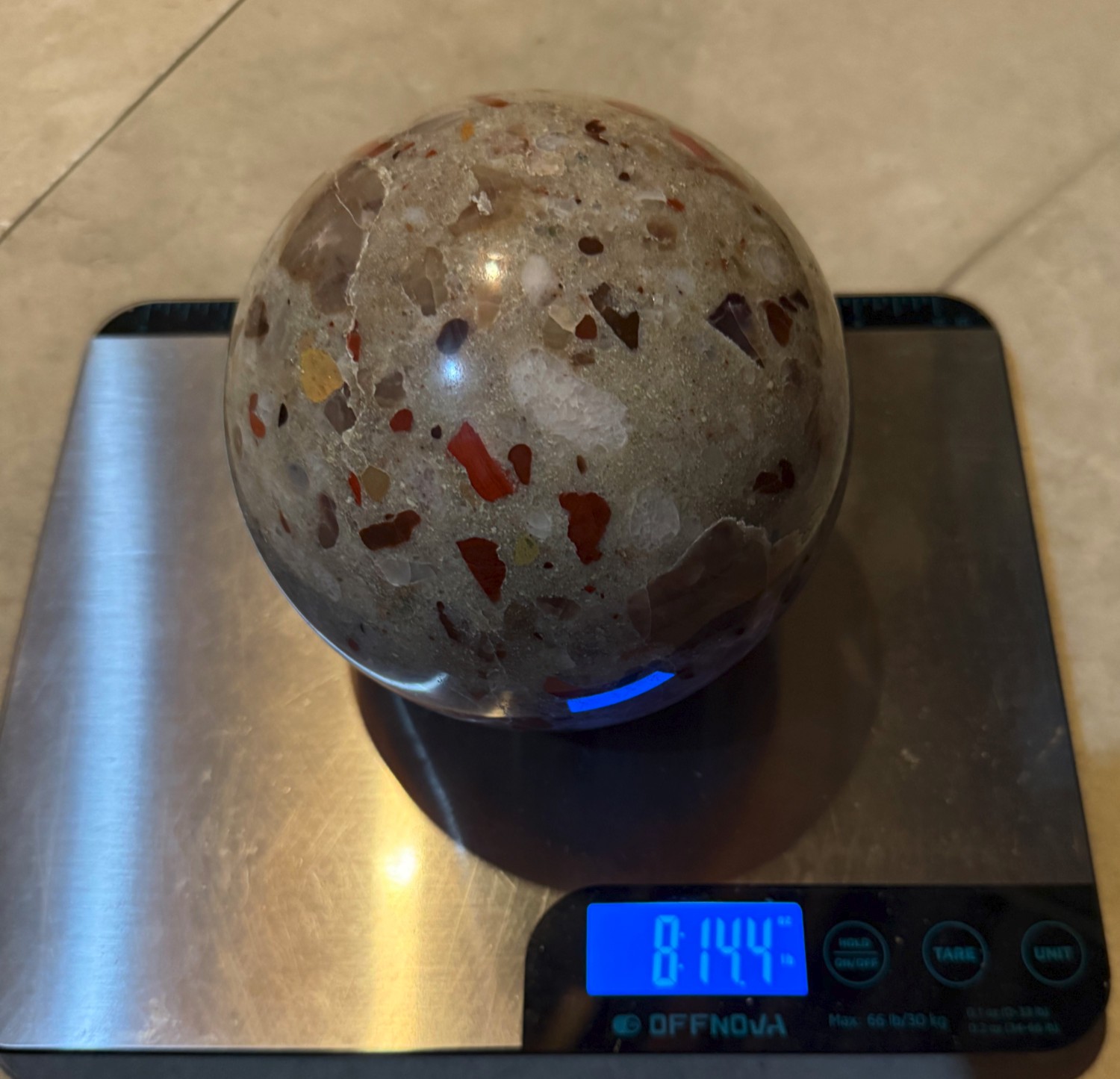 8.75lb Michigan Puddingstone Pudding Stone 5 1/2″ custom made beautiful SPHERE