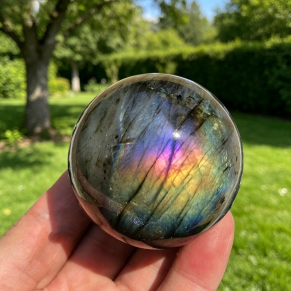 Natural Premium Labradorite Sphere Crystal Ball Reiki Healingstone Decor random