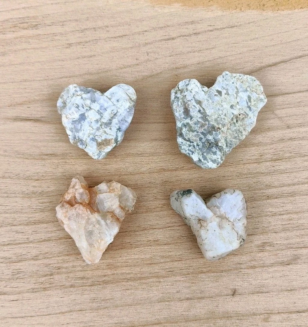 White Heart Shaped Rocks Lot of Small 1″ Stones Found in Nature, Natural Shape