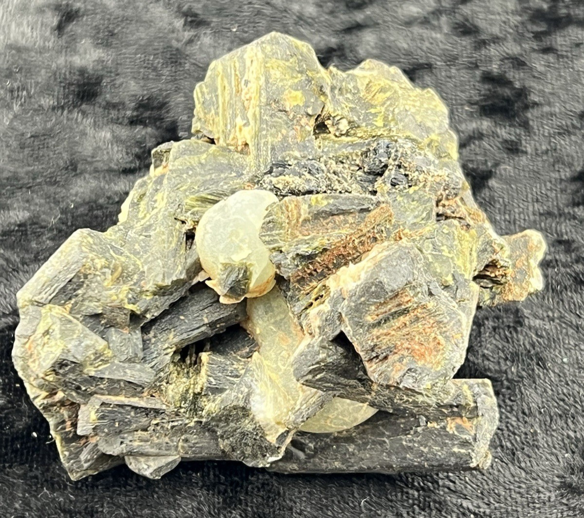 Epidote Crystal Cluster with Prehnite Nodules, Kayes Region, Mali 166 g.
