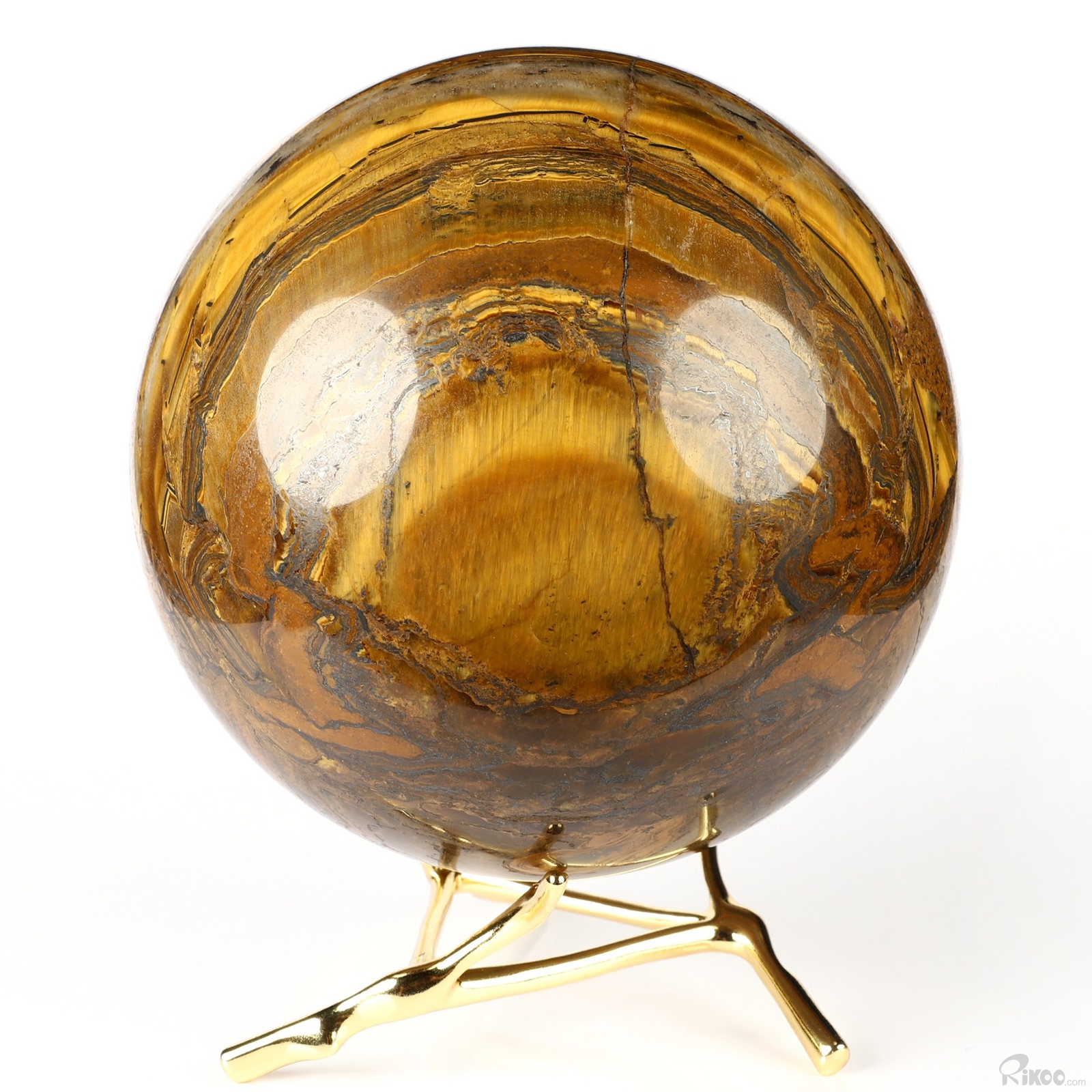 4.2″ Tiger Iron Eye Hand Carved Crystal Ball/Sphere, Crystal Healing