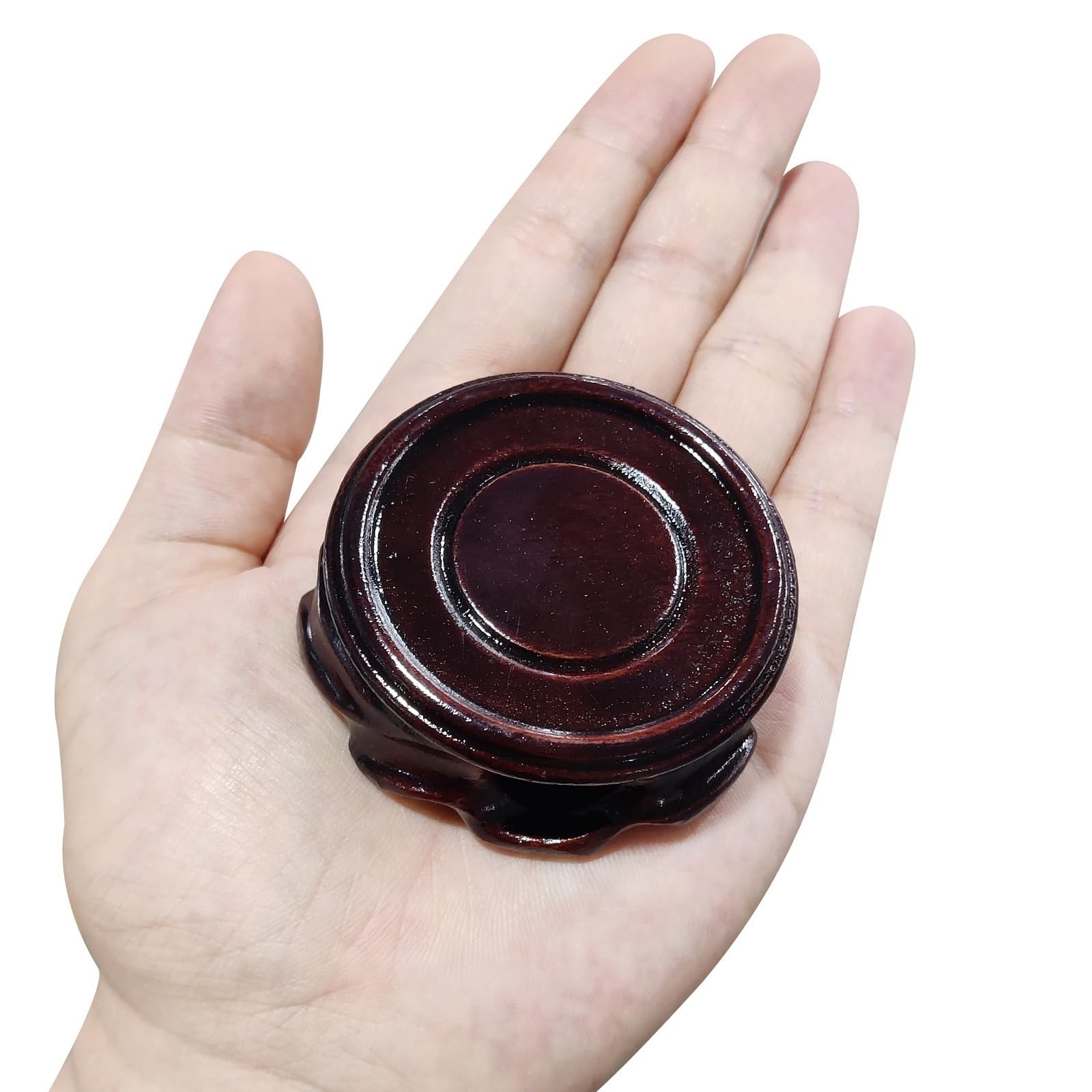 2 Pcs 50mm Diameter Black Wooden Stand Holder Display Base for Vase Bonsai