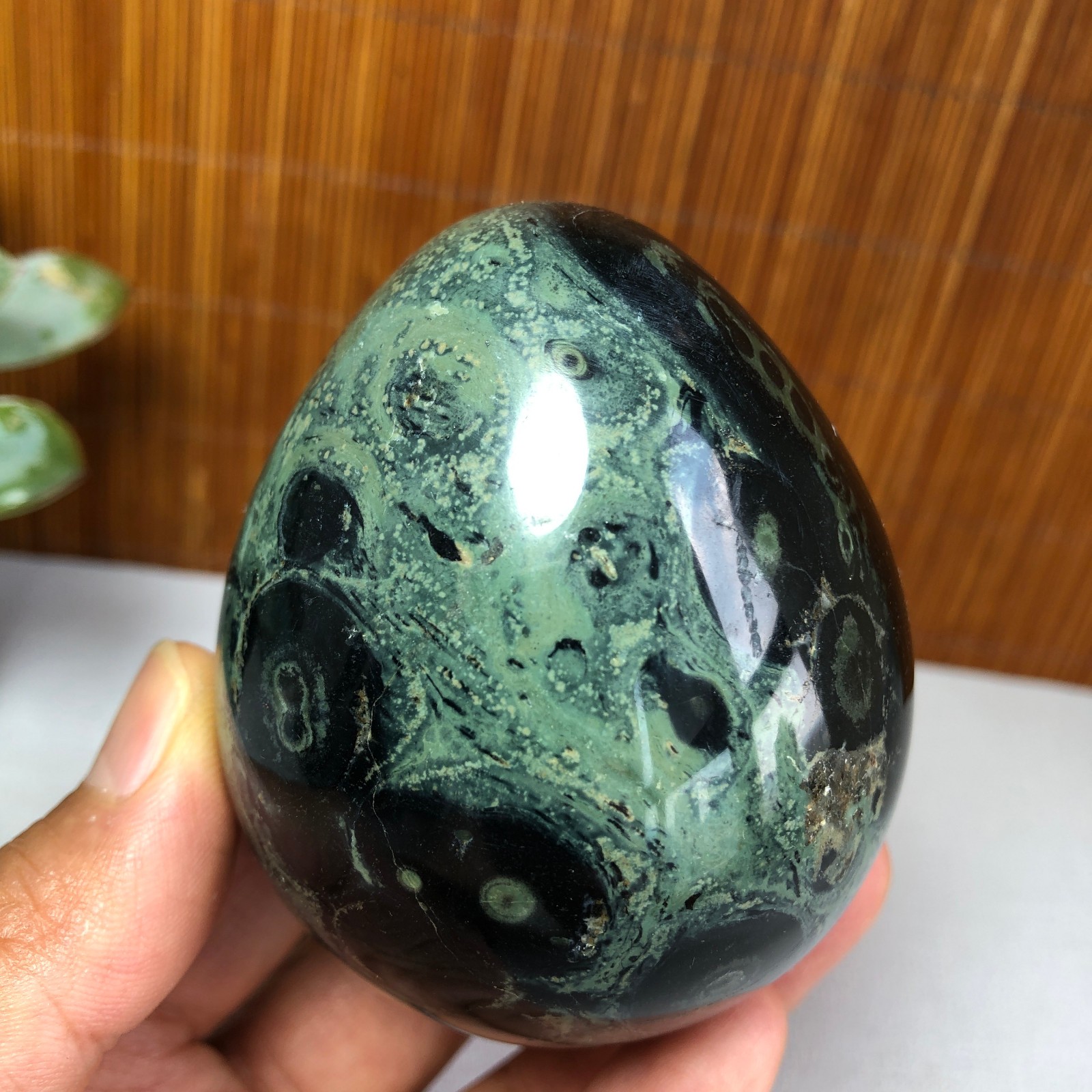 72mm NATURAL Green Kambaba jasper sphere egg quartz Crystal Healing 339g g7766