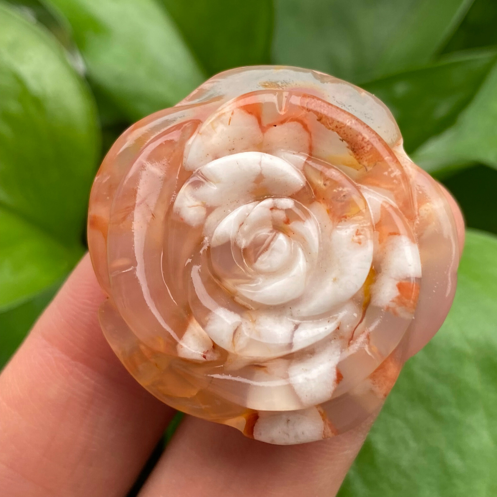 Natural cherry blossom agate Quartz flowers skull hand carved Healing 1pc