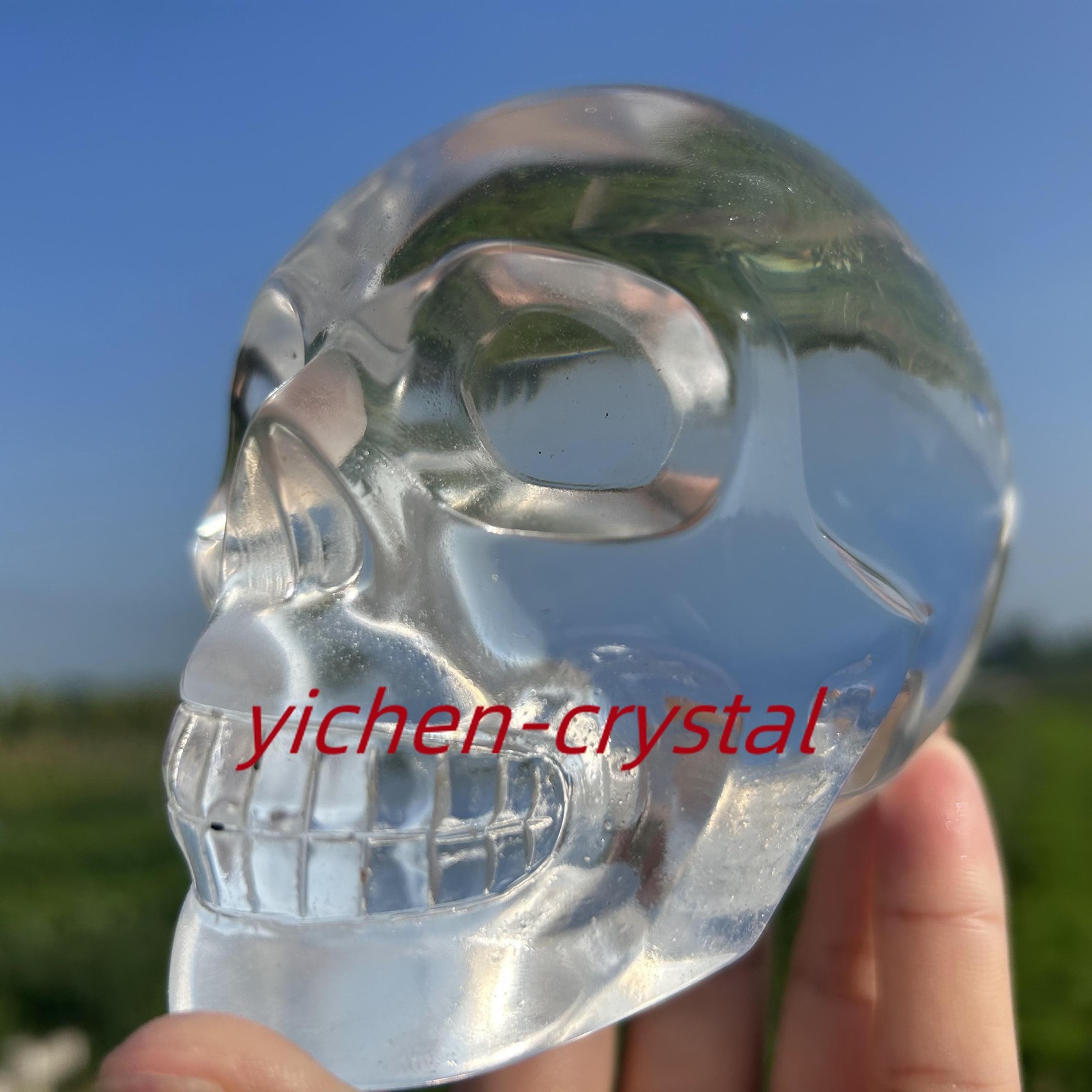 850G+ Large Smelting Stone Hand Carved Quartz Crystal Skull Reiki Heal Gift 1pc