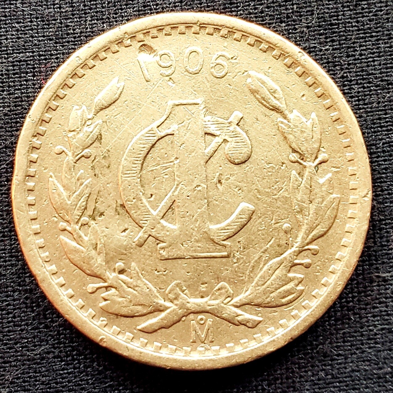 1906 Mexico ESTADOS UNIDOS MEXICANOS Centavo Coin, Bronze, KM# 415