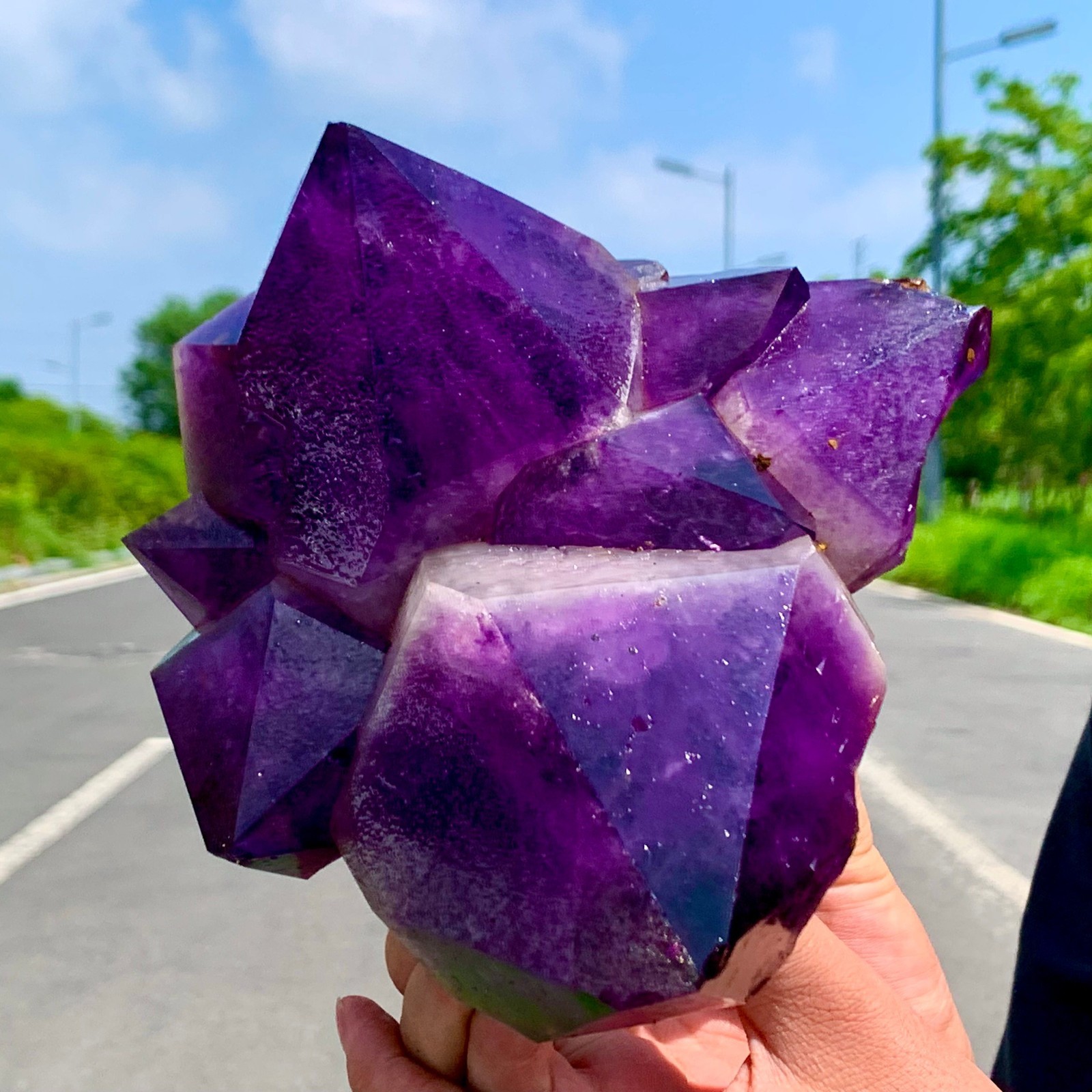 5.25LB Natural Amethyst geode quartz cluster crystal specimen Healing