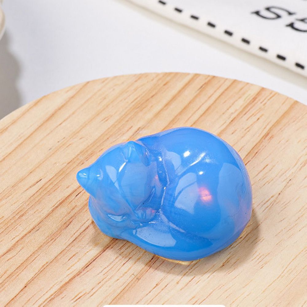 Carved crystal gemstone crystal sleeping cat figurine animal carving decor 1.5”