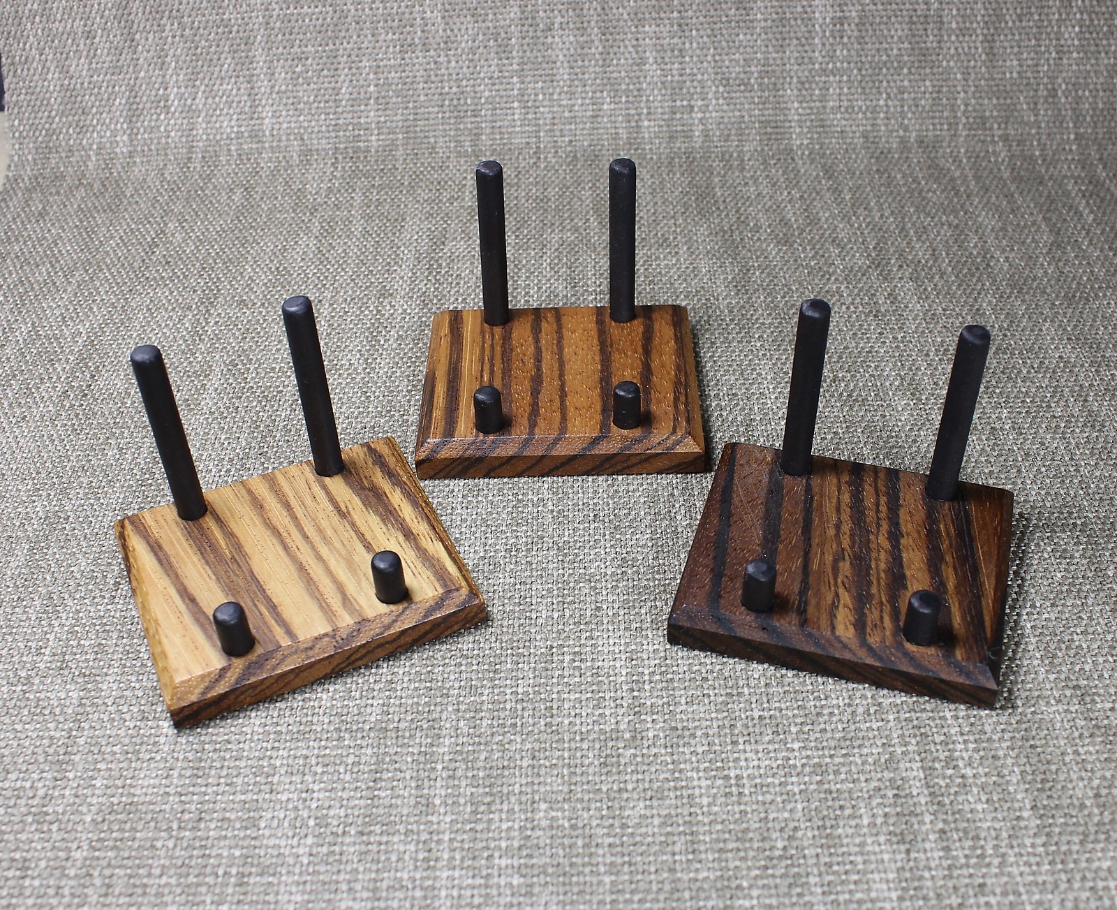 (2) EXOTIC ZEBRAWOOD MINERAL DISPLAY STANDS FOR A MUSEUM QUALITY DISPLAY !!