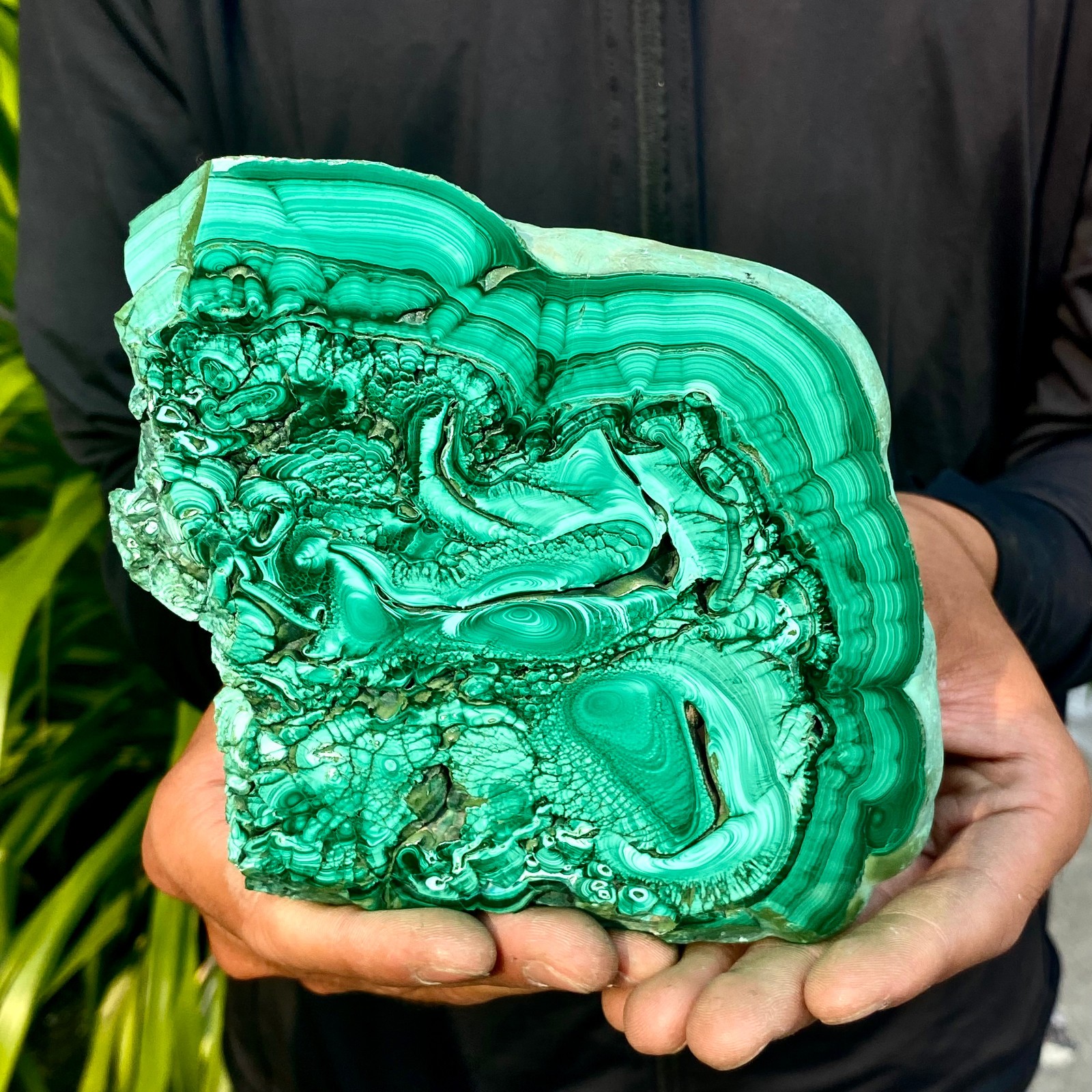 1.58LB Natural Green Malachite Crystal Flaky Pattern Ore Specimen Quartz Healing