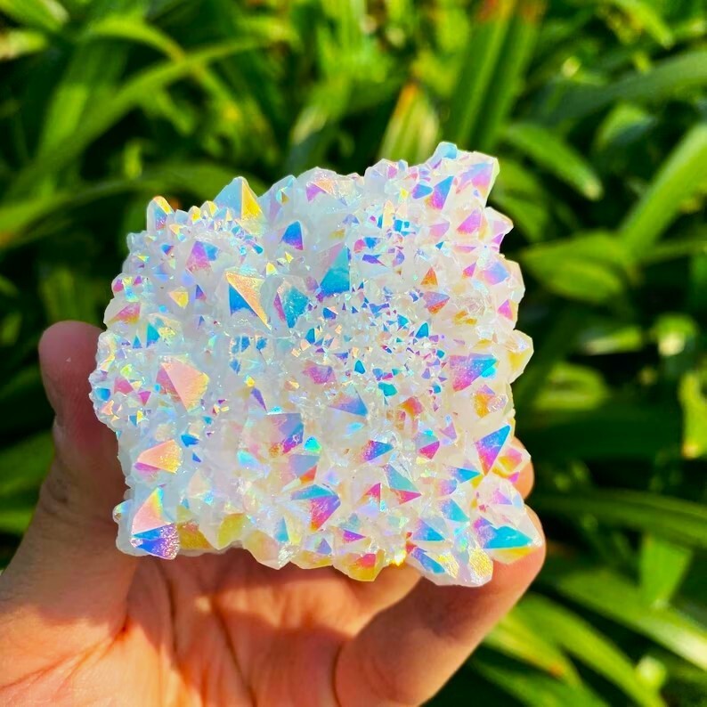 80-100g Angel Aura Quartz Crystal Witch Cluster Healing Reiki Home Ornament
