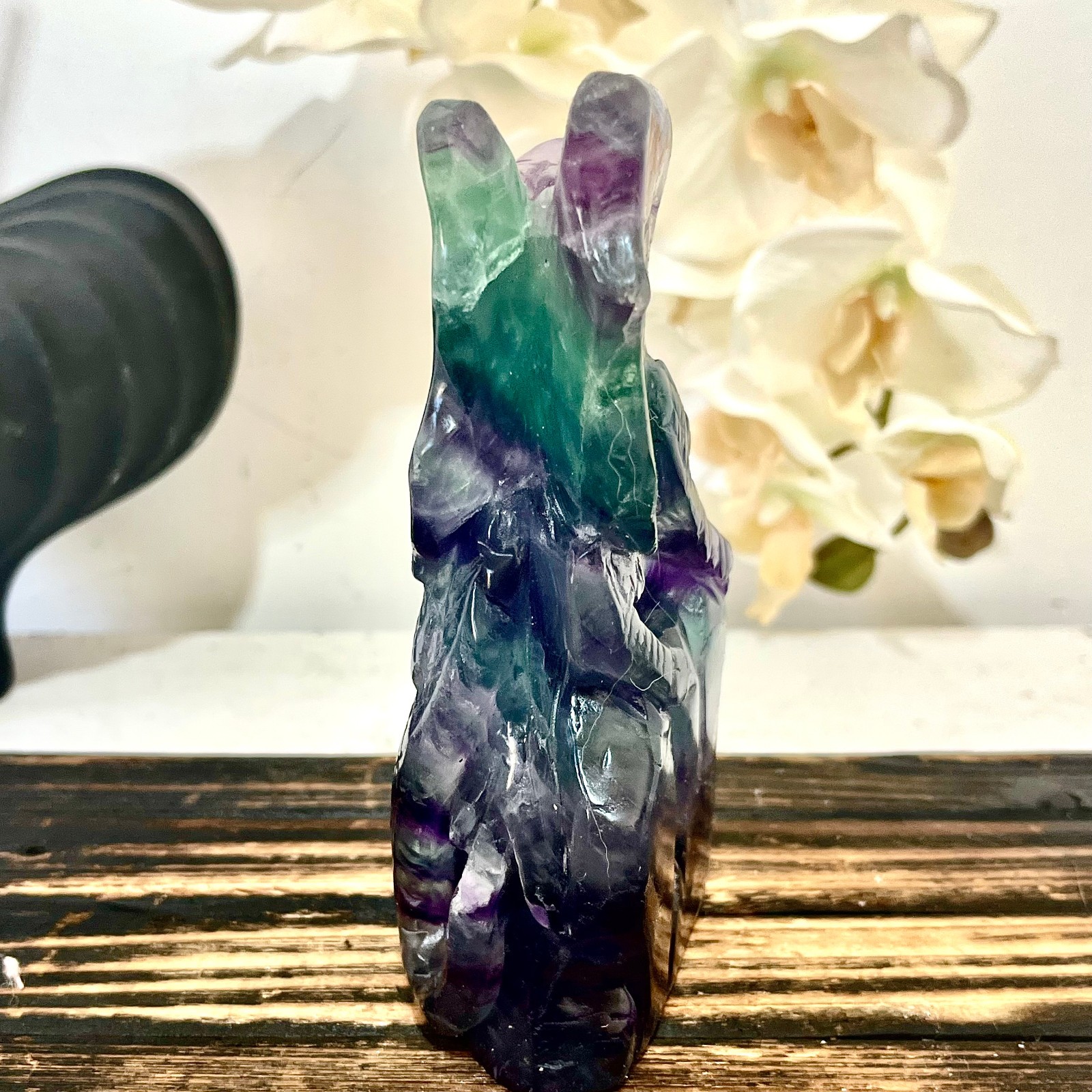 2.09LB Natural fluorite quartz products, hand carved and polished spiritual orna
