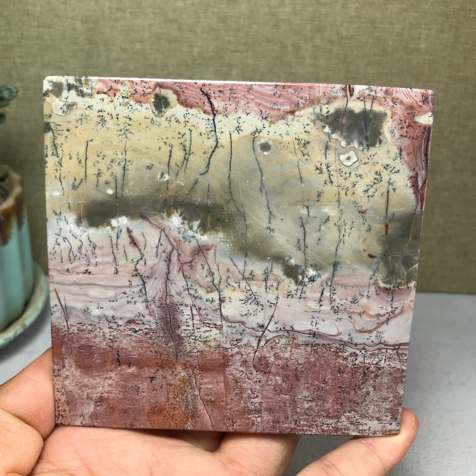Natural Chinese painting stone crystal ornaments for home decoration 257g A5305