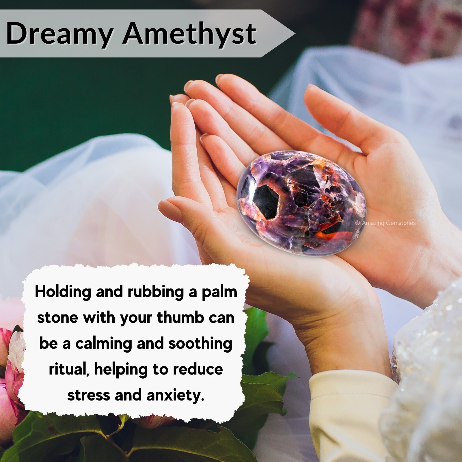 Dreamy Amethyst Crystal Palm Stone