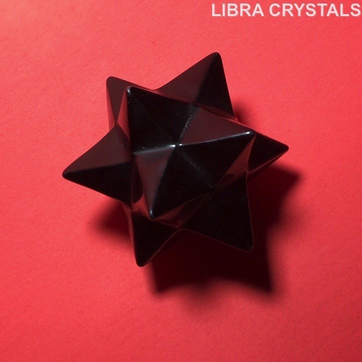 Black Obsidian Merkaba Star Crystal 2in 106g Sacred Geometry Polished Protection