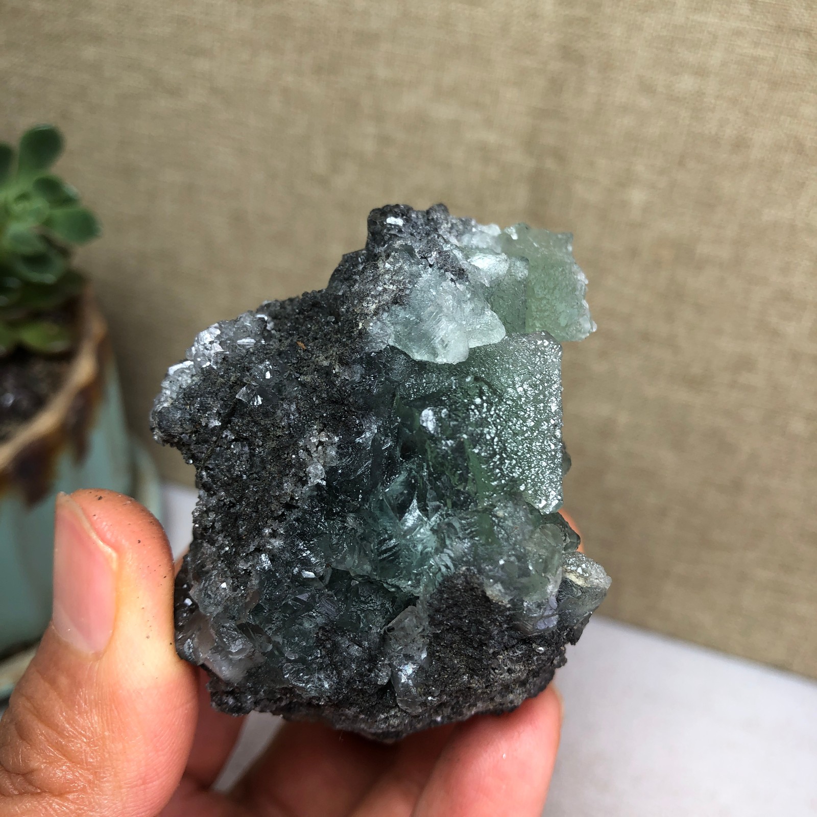 125g NATURAL Green Cubic FLUORITE Crystal Cluster Mineral Specimen A4732