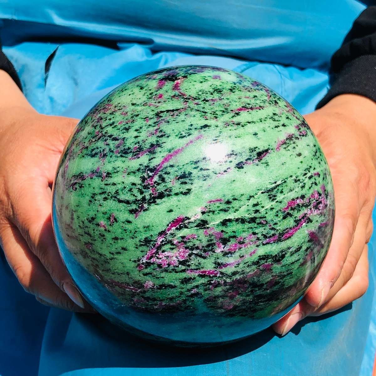 6.75 LB Large Natural Ruby Zoisite Sphere Crystal Healing Stone Specimen 5155