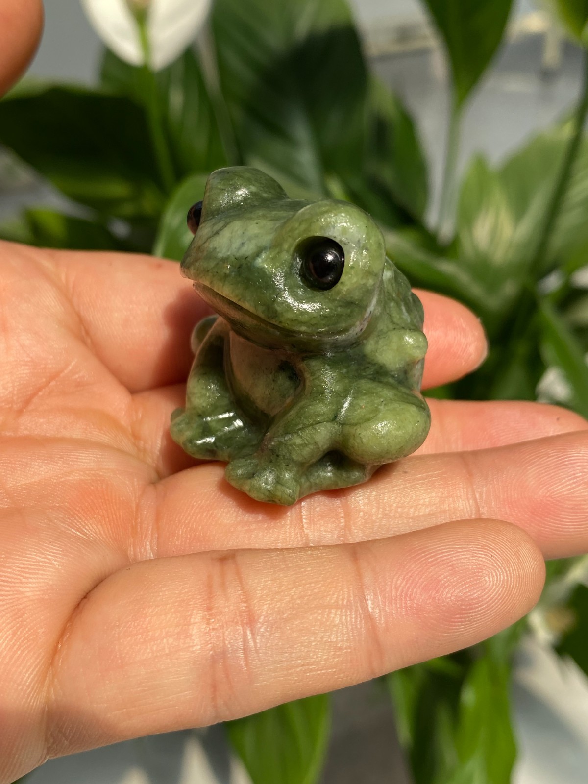 1pc Natural Green Jade Quartz Carved Crystal Frog skull reiki heal gift Decor