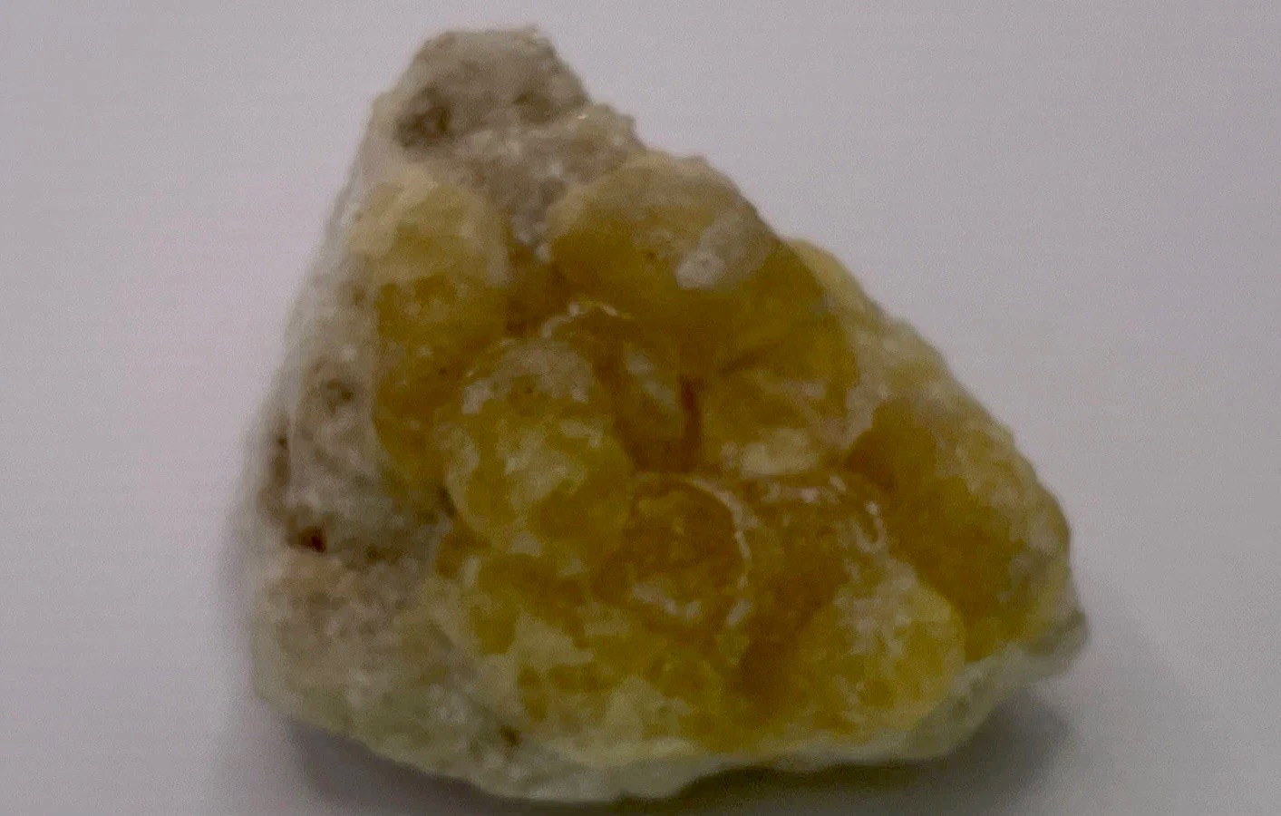 Botryoidal Yellow Fluorite Specimen Crystal Cluster on Matrix Rough Mineral