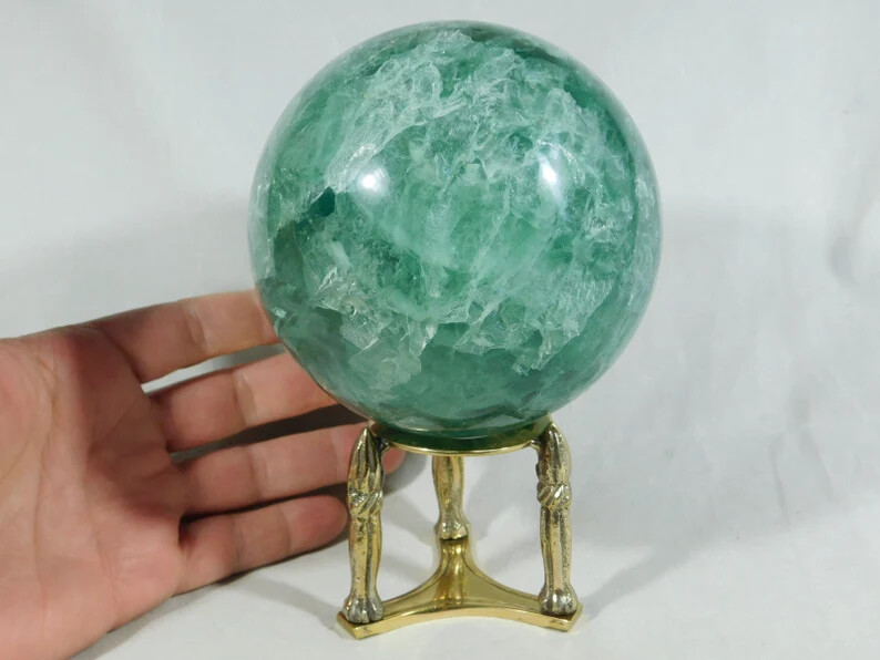 Sphere Display Stand PILLAR Design Medium Size Brass / Gold Color