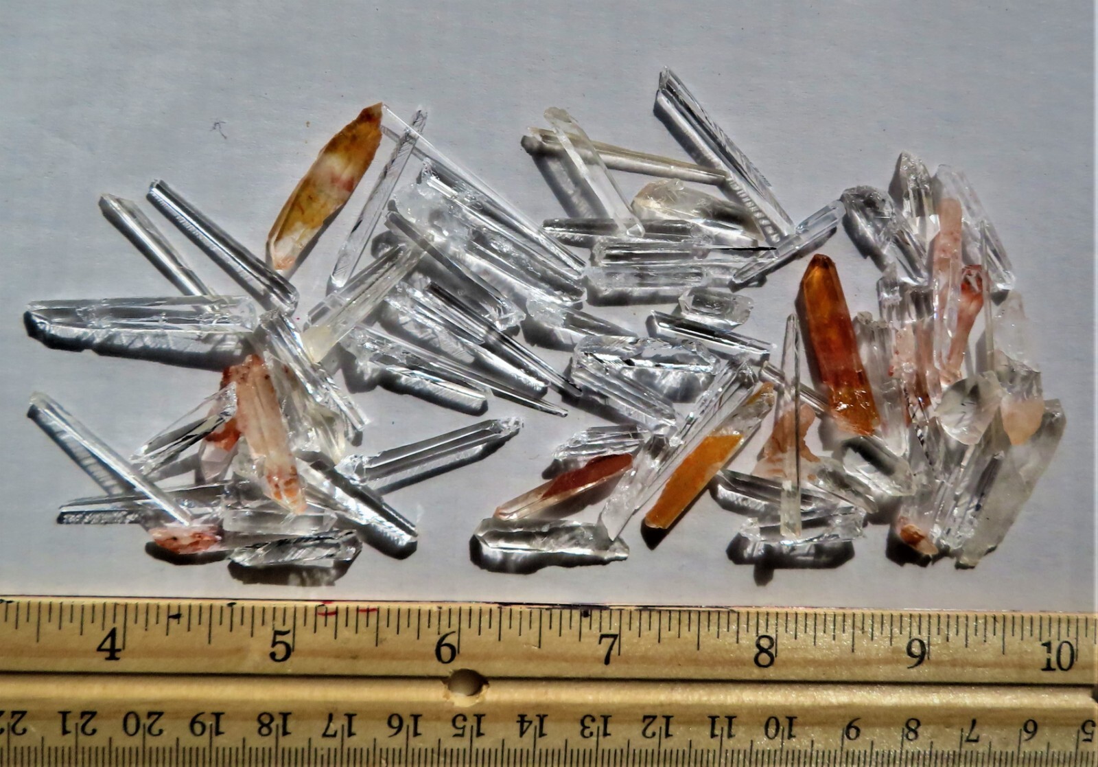 QUARTZ CRYSTALS, 8 OZ LOT OF SELF-NUCLEATED POINTS, LAB GROWN IN CLEVELAND, OHIO