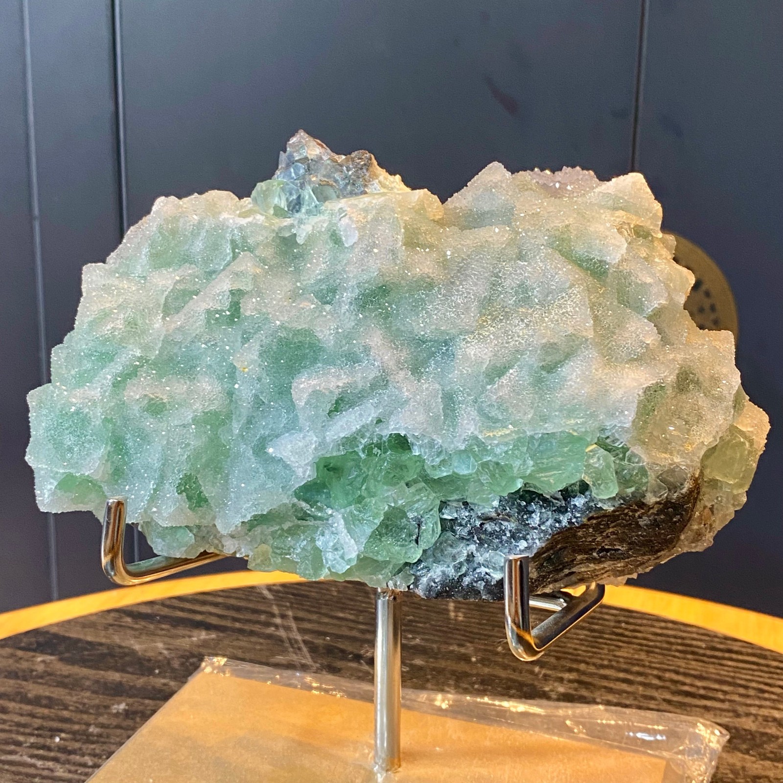 3.83LB Natural green cubic fluorite quartz crystal cluster mineral specimen