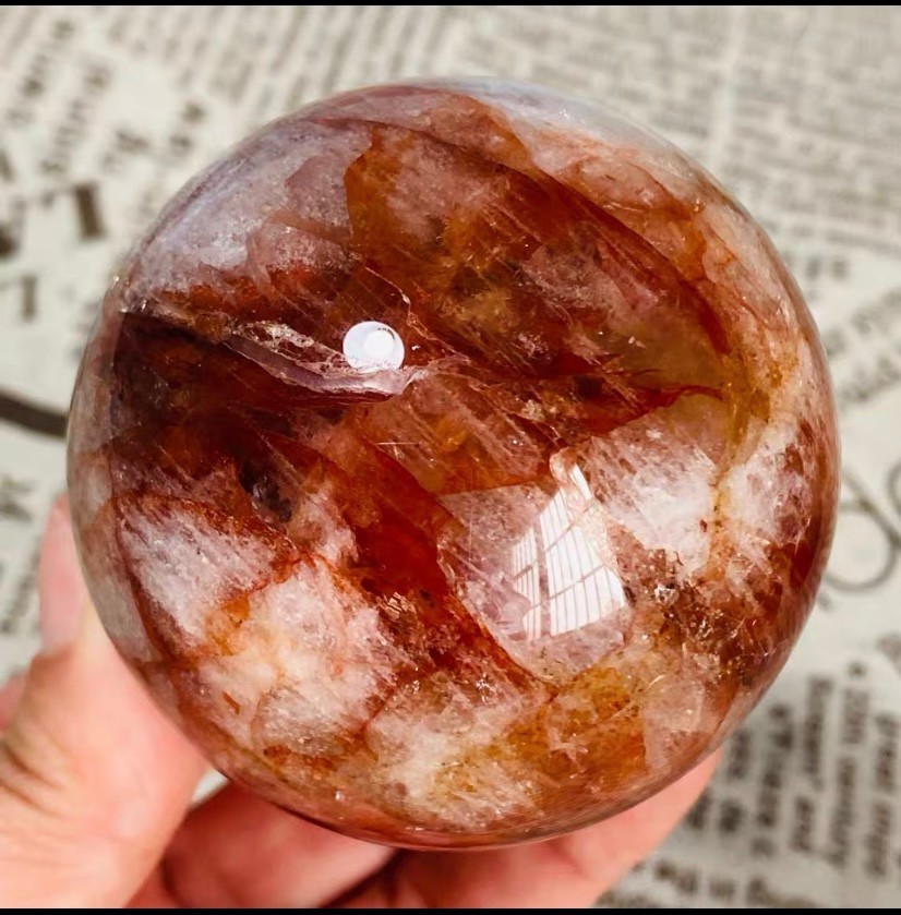 352g Natural Red Gum Flower Ball Crystal Sphere Specimen Energy Healing Reiki