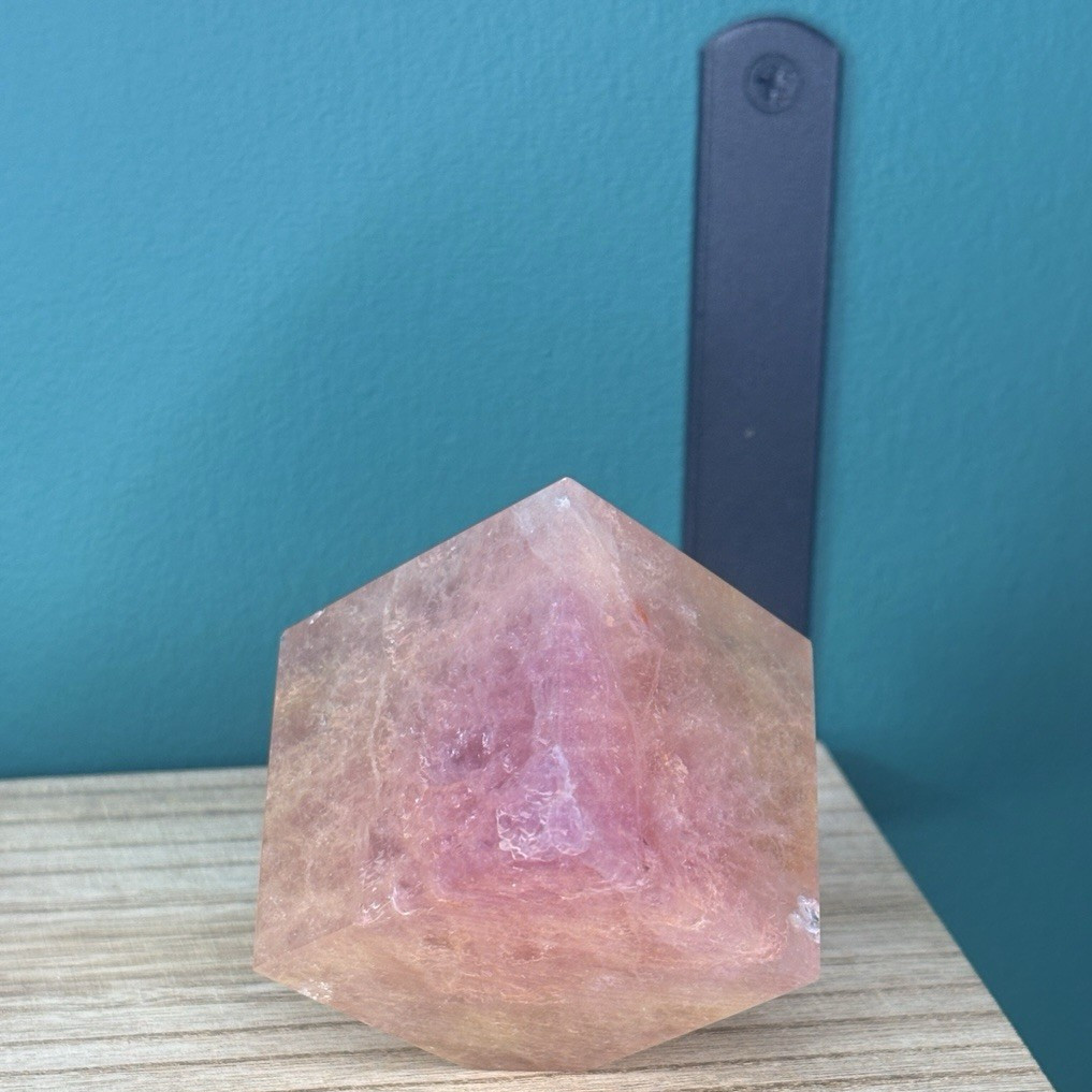 Pink Fluorite Polished Crystal Geometric Shape Display Specimen