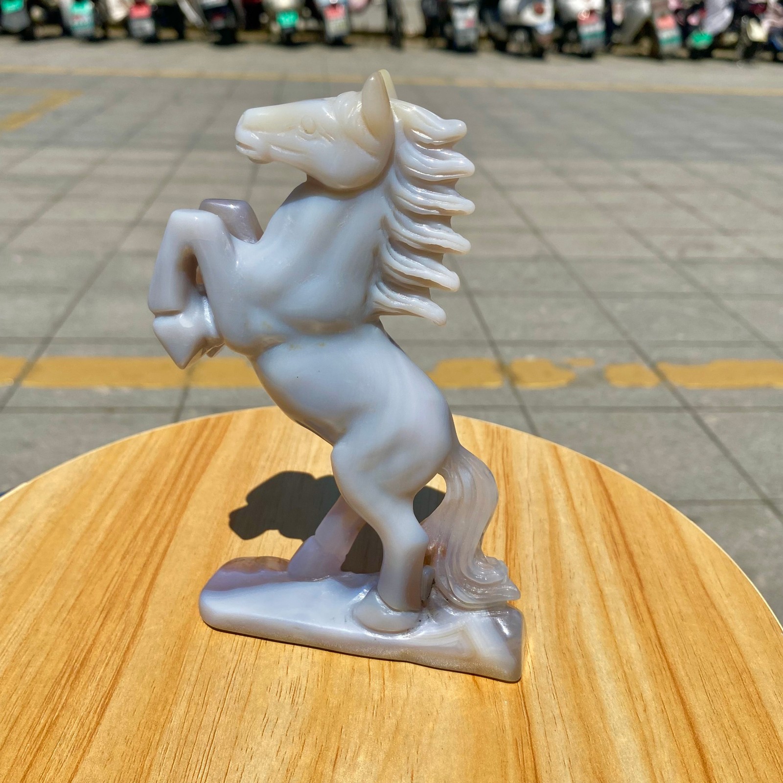 300G Natural Agate Carved Horse Figurine, Exquisite Hand Carved Gemstone Statue