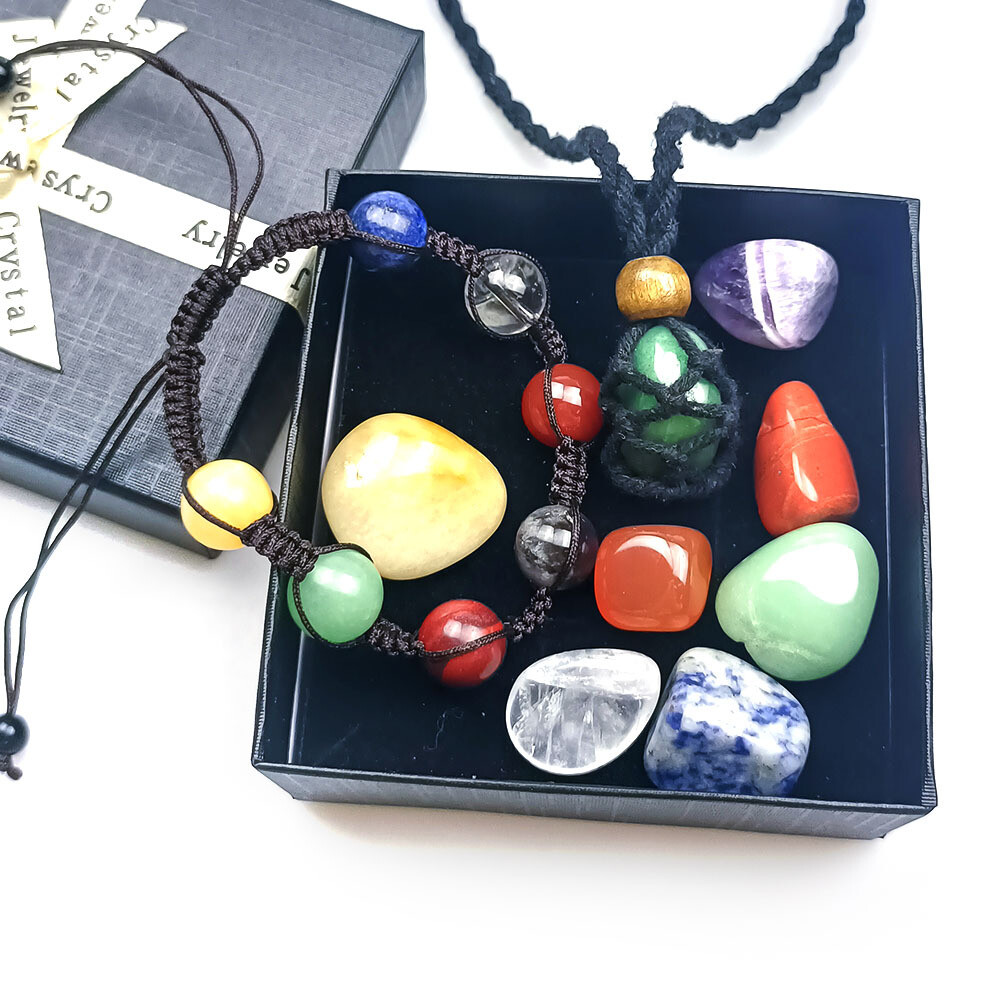 7 Chakra Stone Bracelet Reiki Healing Crystal Natural Gemstone Braided Rope US##
