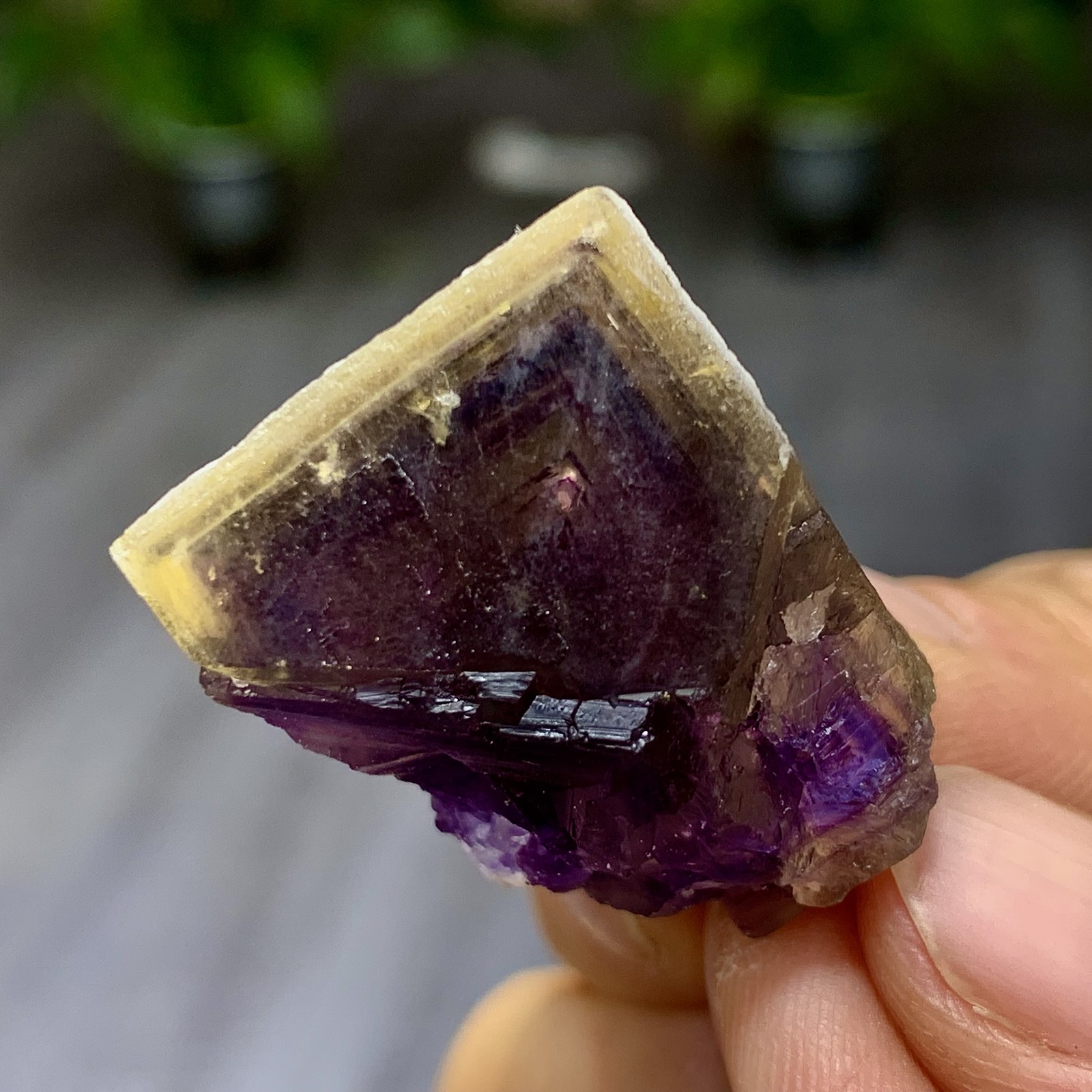 23G Rare transparent purple cubic fluorite mineral crystal sample/China