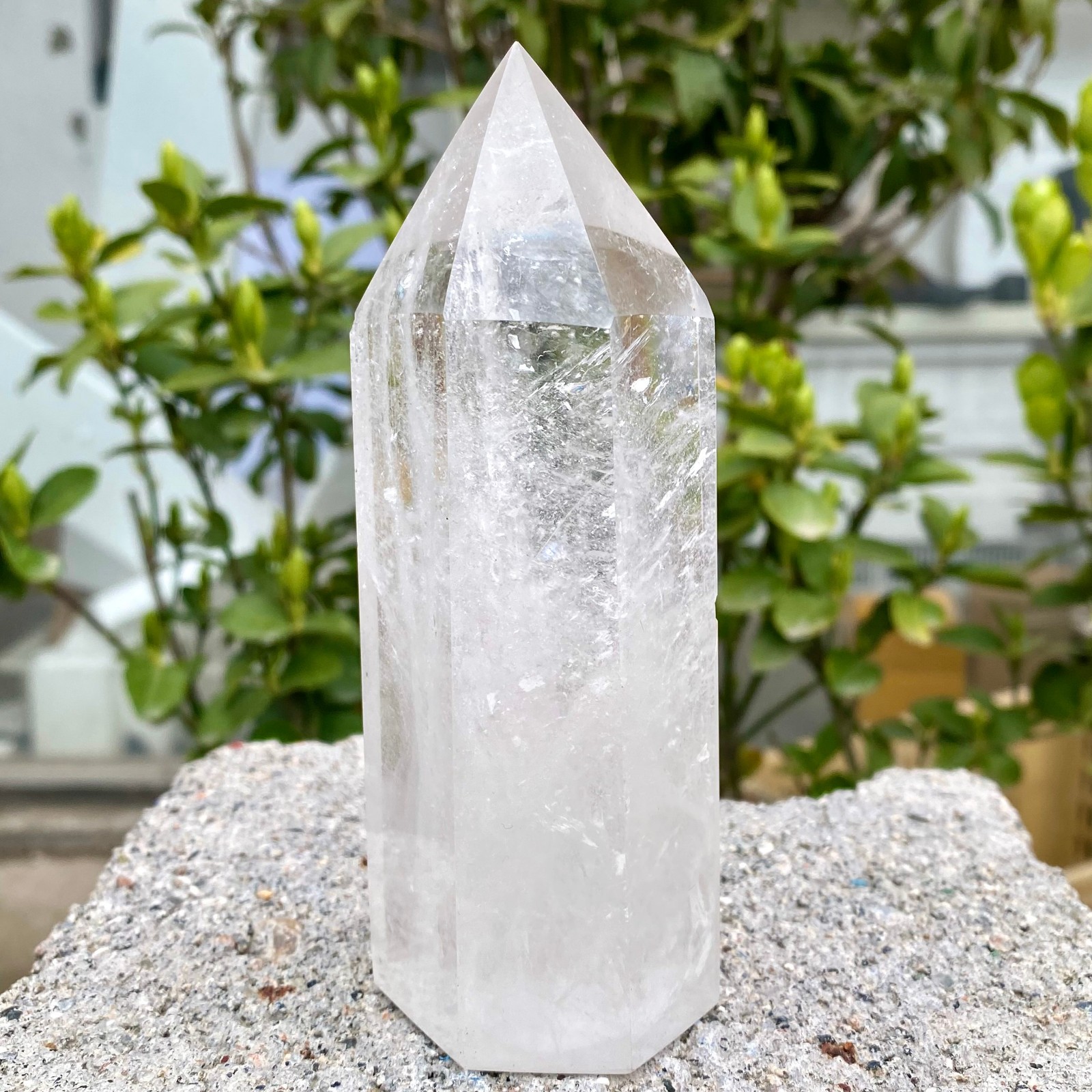 1.01LB Natural Clear White Crystal Obelisk Transparent Quartz Energy Column Reik