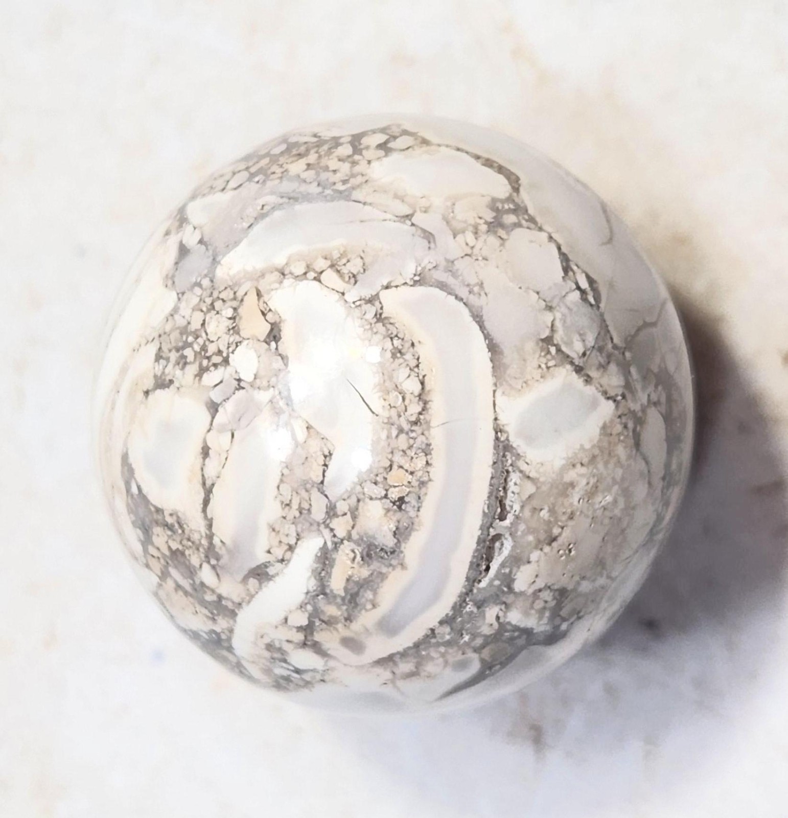 Fluorescent Chalcedony and Magnesite 38mm Sphere for UV Collection 6512