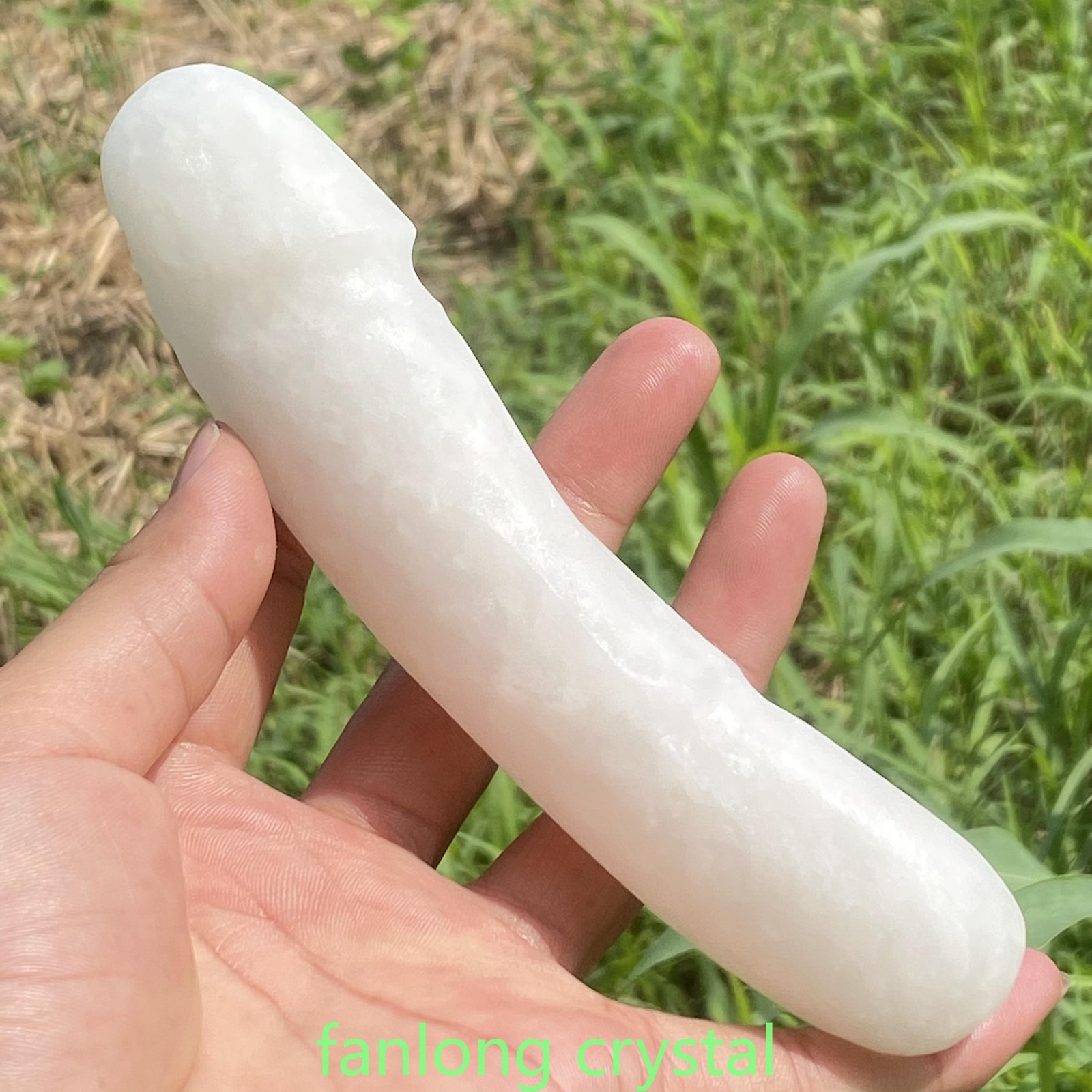 6in Natural White jade Male Penis Quartz Crystal Skull Massager scrub Gem 1PC
