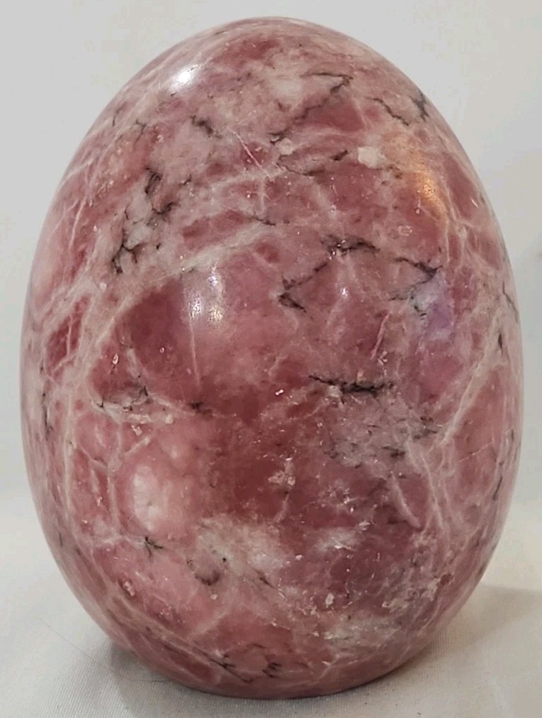 Large 3.75″ Argentina Rhodochrosite Polished Gemstone Egg (Aprox. 95mm) EUC