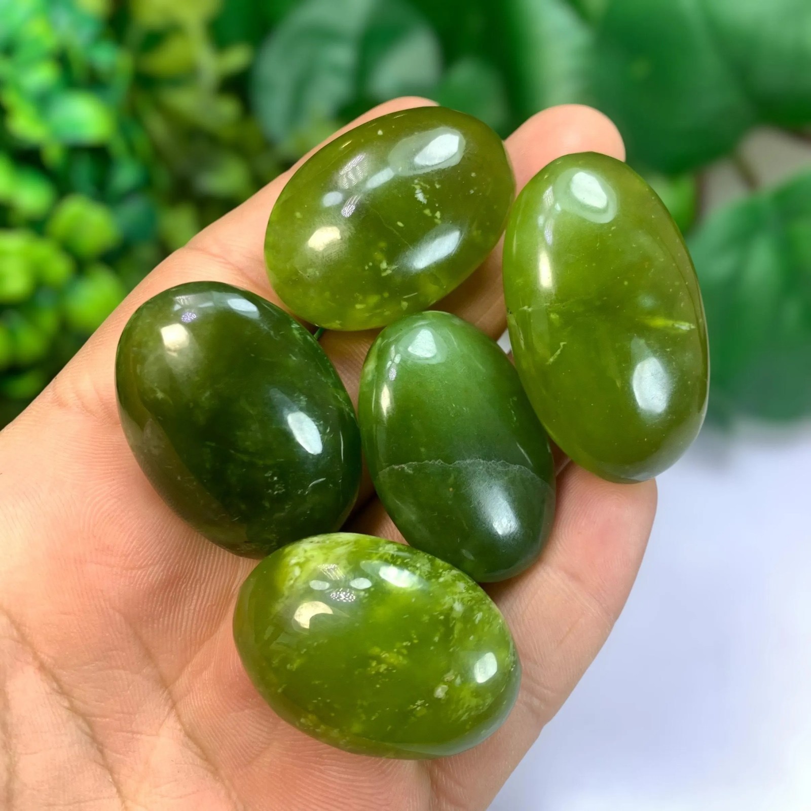 5 Pcs Best Quality Transparent Jade Palm Stones, Shah Maqsood Jade Palm Stone