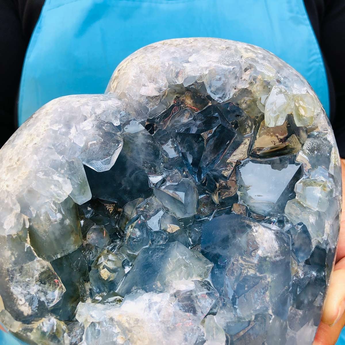 11.5LB Natural Egg Shape Blue Crystal Geode Healing Stone Mineral Specimen