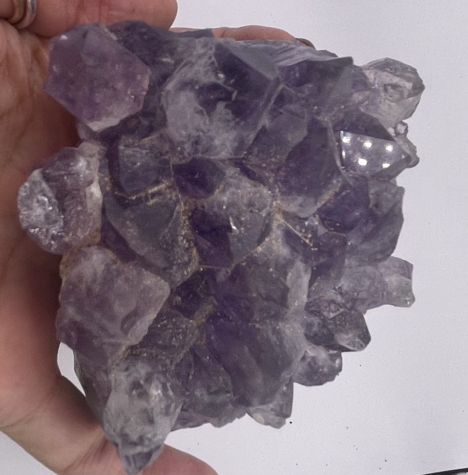 Purple Amethyst Crystal Cluster Mineral Specimen on Matrix Display Piece