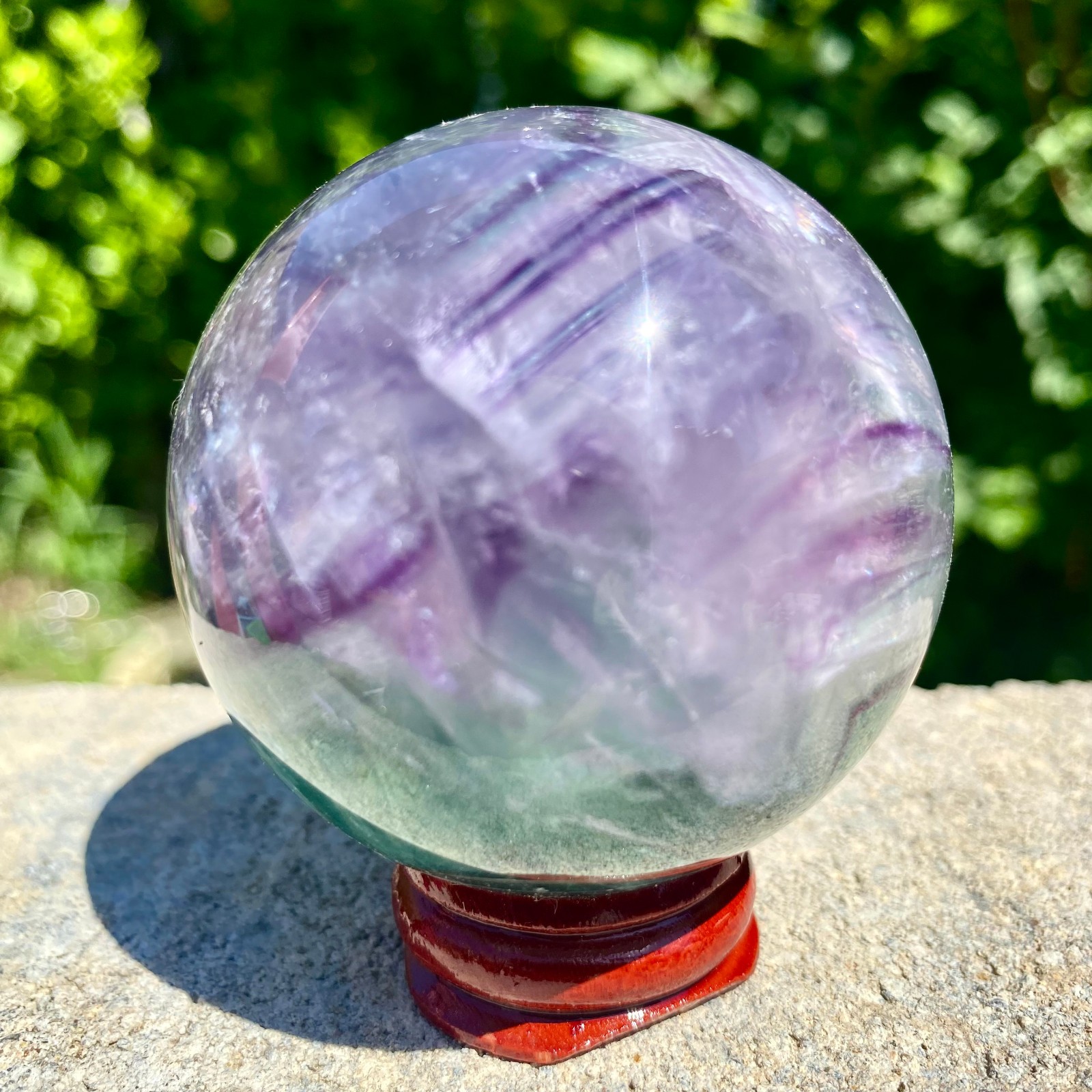 305G natural Green fluorite ball quartz crystal Sphere Reiki energy healing