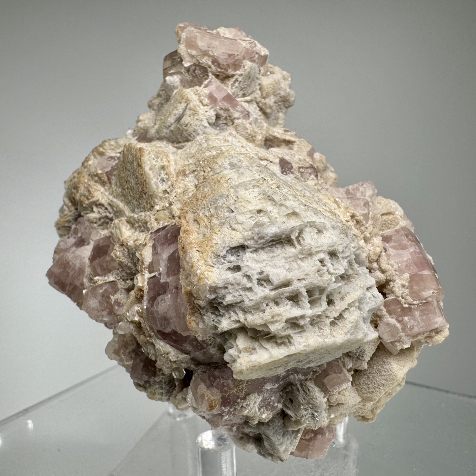 Fine Fluorescent Fluorapatite Crystals on Microcline: Himalaya mine, California
