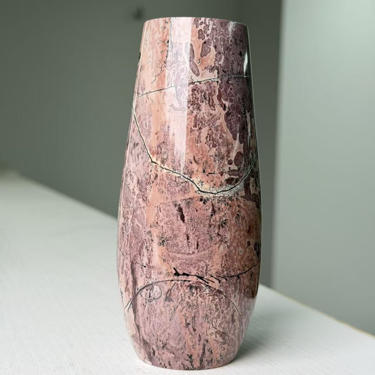 1.1LB 5.1″ Natural Picture Jasper Vase Crystal Carving Healing Home Decor