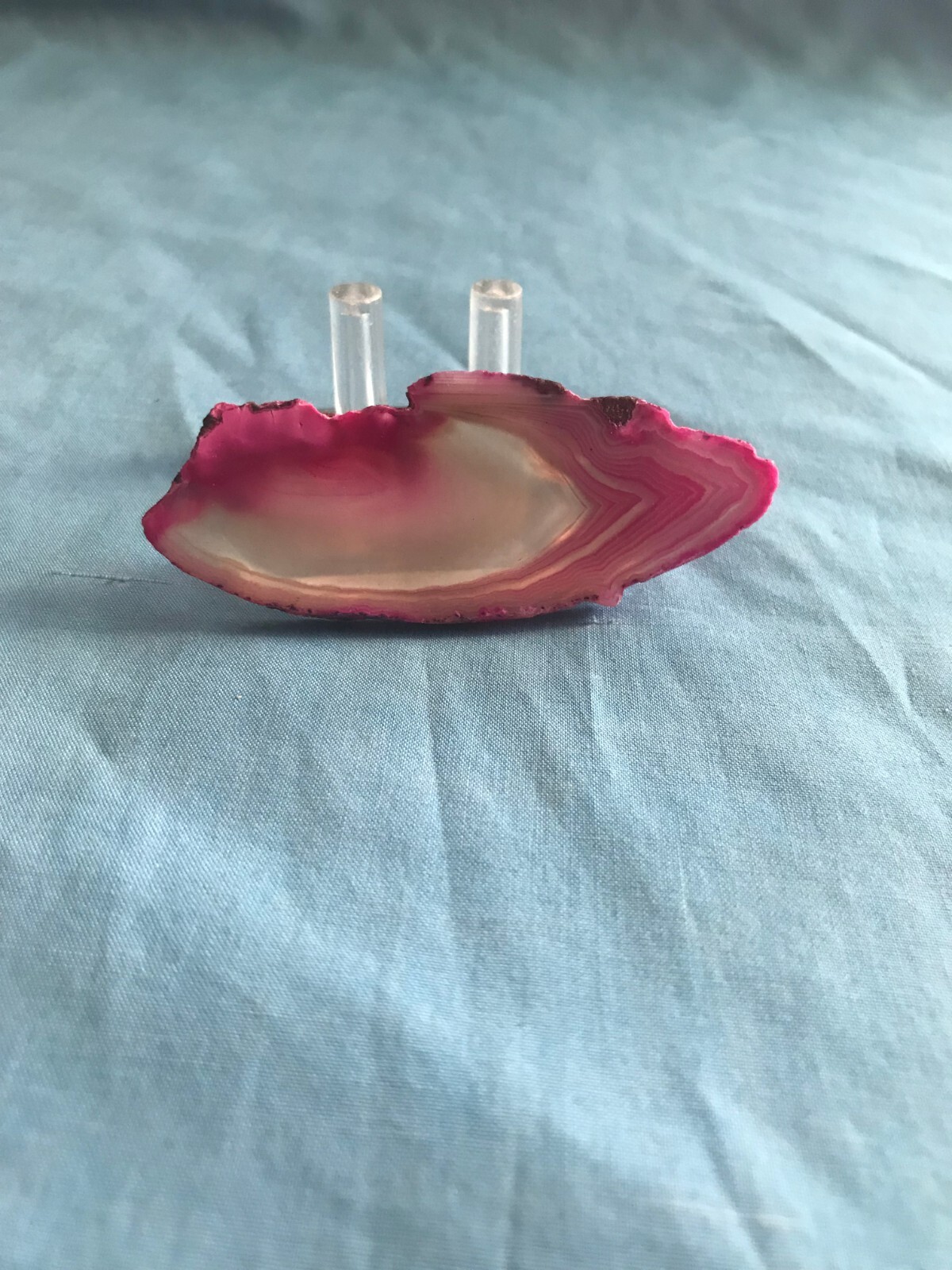 New 3” by 1-1/8” Pink Dyed Cut & Polished .71 Ounce Agate Rock Slab Craft Stone