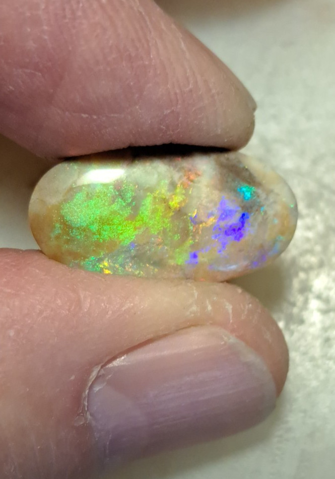 Large Multicolor Andamooka Hard Matrix Double Sided Carbonized Polished Colorful