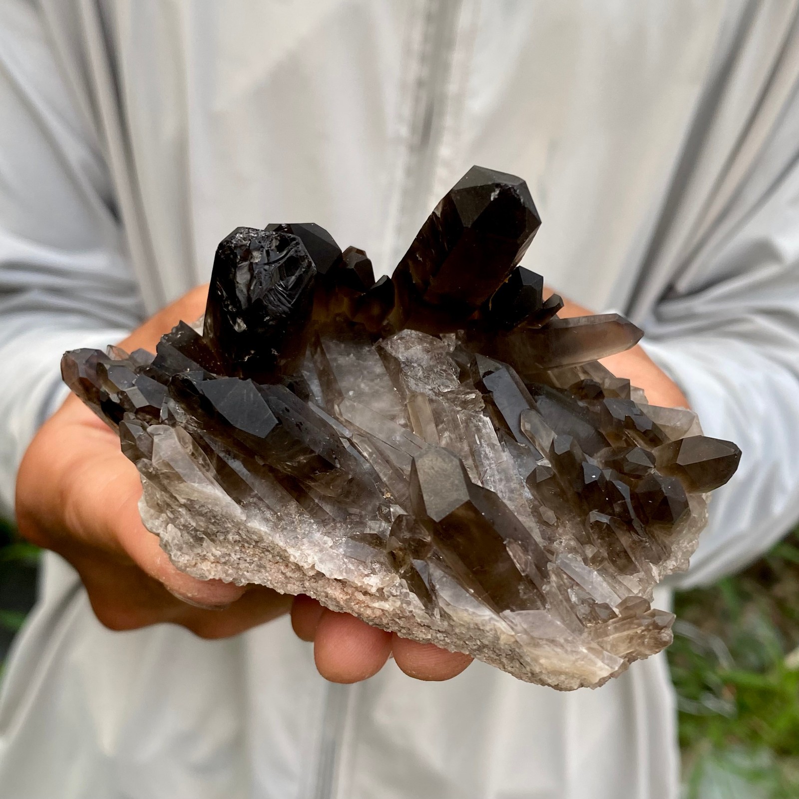 277G Natural Black Smoky Quartz Crystal Cluster Raw Mineral Specimen