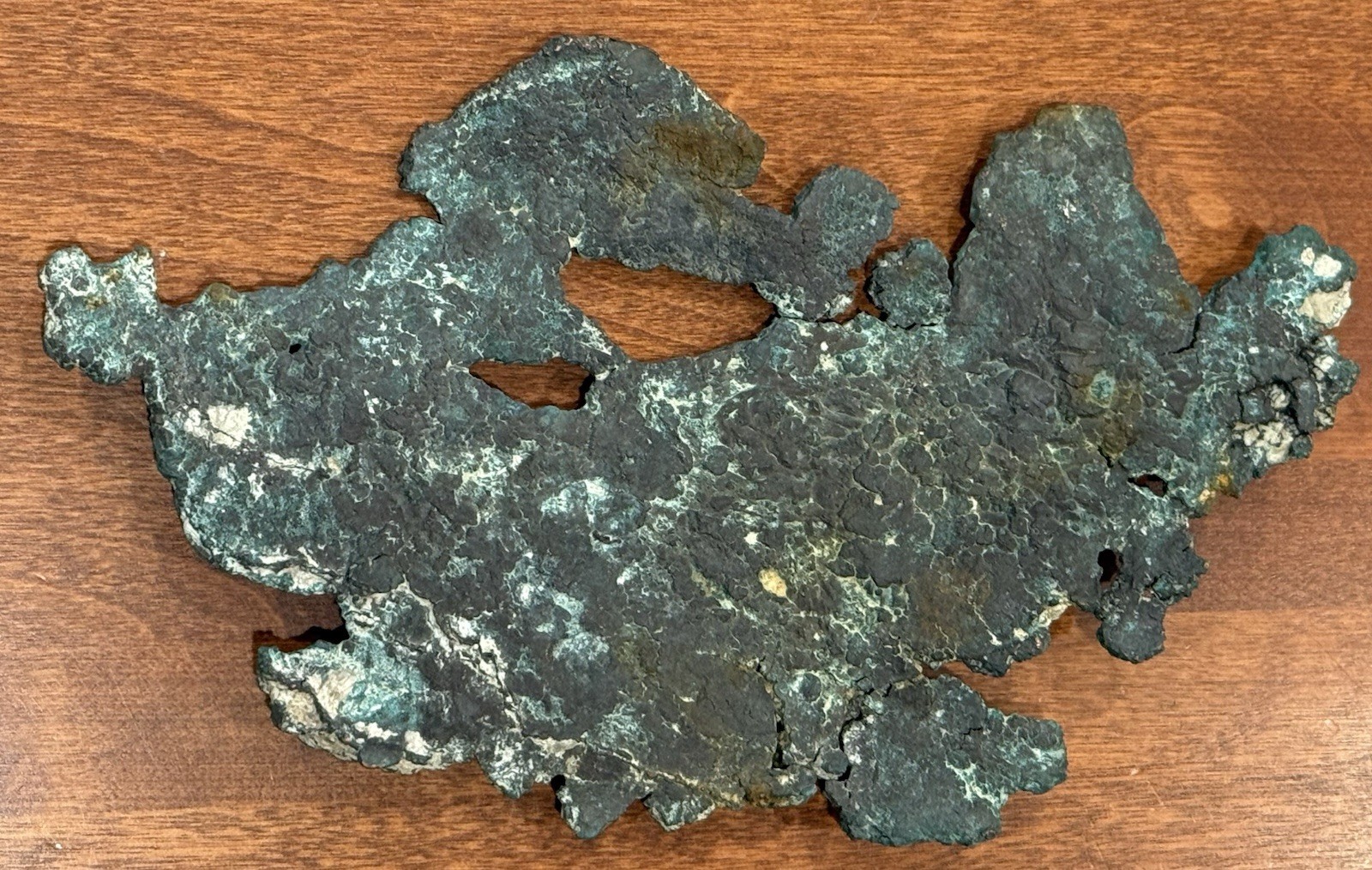 15 Oz. Float Copper Specimen- 8 3/4” X 5 3/4” – Lots Of Character, Great Display