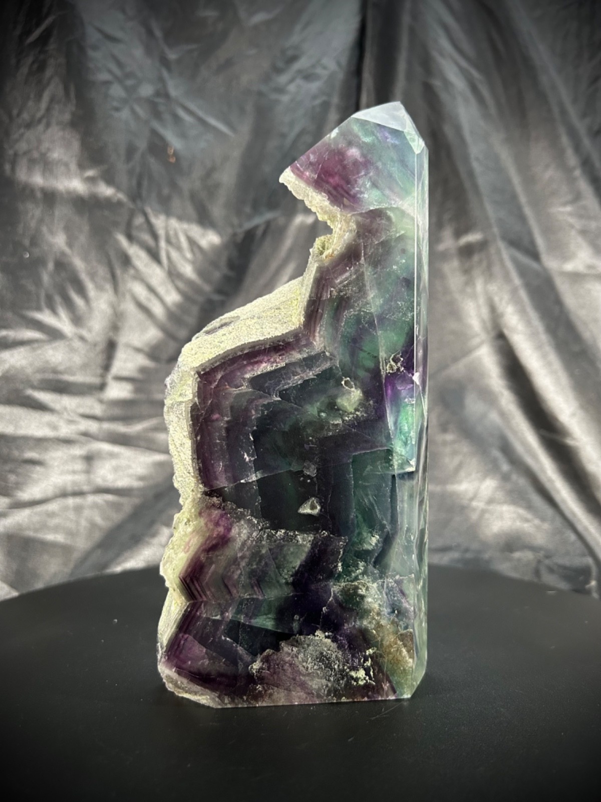 7.5″ Rainbow Fluorite 4 Polished side/1 Raw Side Tower Freeform 2lb 8.7oz