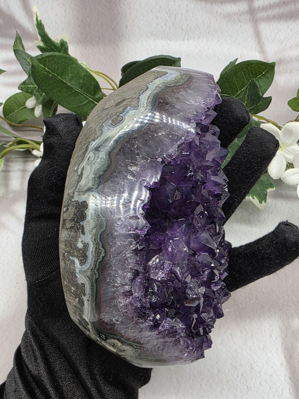 Uruguay Amethyst Geode Crystal Display Piece, Complimentary Utility Stand Inclue